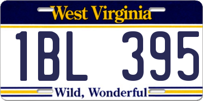 WV license plate 1BL395
