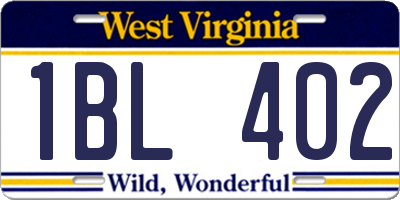 WV license plate 1BL402