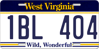 WV license plate 1BL404