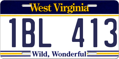 WV license plate 1BL413