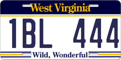 WV license plate 1BL444