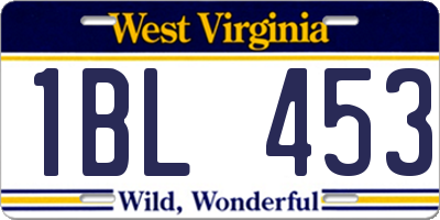 WV license plate 1BL453