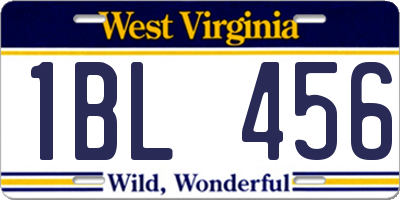 WV license plate 1BL456