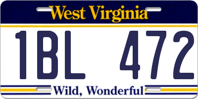 WV license plate 1BL472