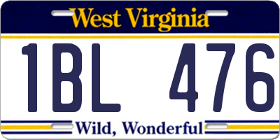 WV license plate 1BL476