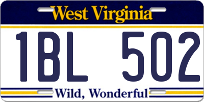 WV license plate 1BL502