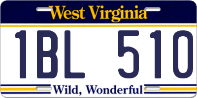 WV license plate 1BL510