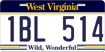 WV license plate 1BL514