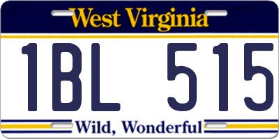 WV license plate 1BL515
