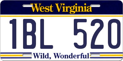 WV license plate 1BL520