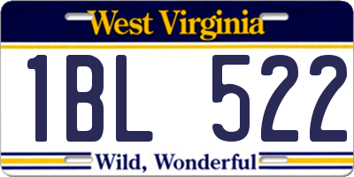 WV license plate 1BL522