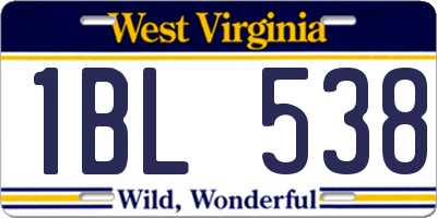 WV license plate 1BL538