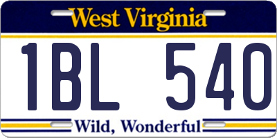 WV license plate 1BL540