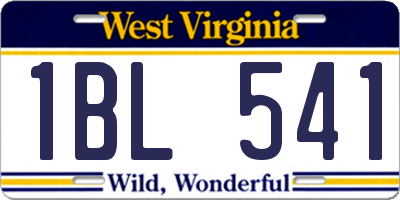 WV license plate 1BL541