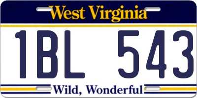 WV license plate 1BL543