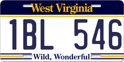 WV license plate 1BL546