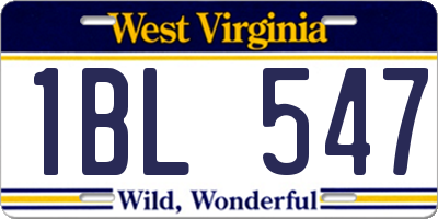 WV license plate 1BL547
