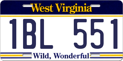 WV license plate 1BL551