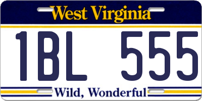 WV license plate 1BL555