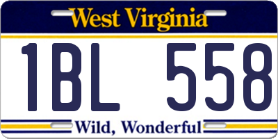 WV license plate 1BL558