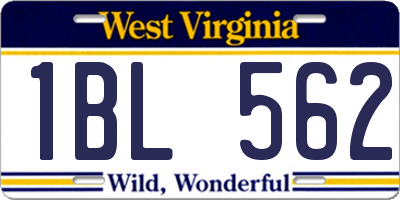 WV license plate 1BL562