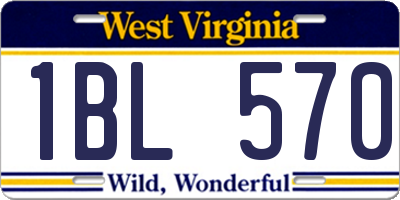 WV license plate 1BL570