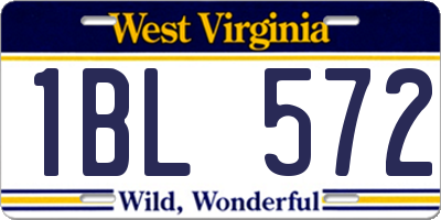WV license plate 1BL572