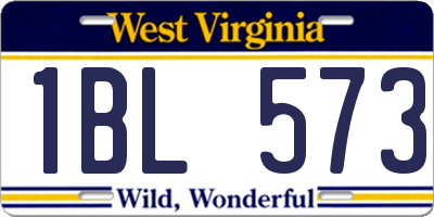 WV license plate 1BL573