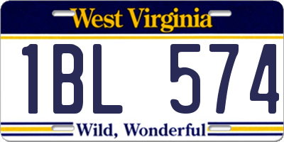WV license plate 1BL574