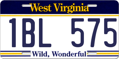 WV license plate 1BL575