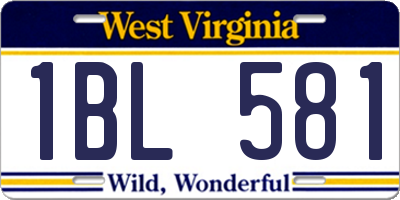 WV license plate 1BL581