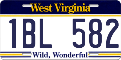 WV license plate 1BL582