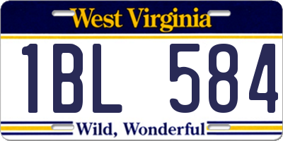 WV license plate 1BL584