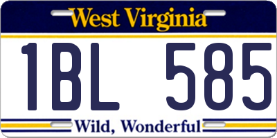WV license plate 1BL585