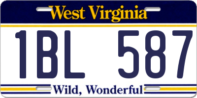 WV license plate 1BL587