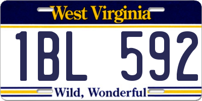 WV license plate 1BL592