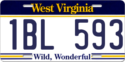 WV license plate 1BL593