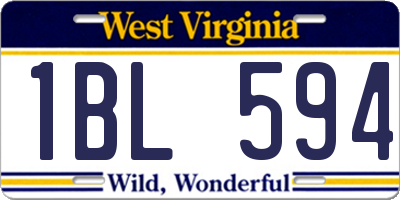 WV license plate 1BL594