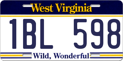WV license plate 1BL598