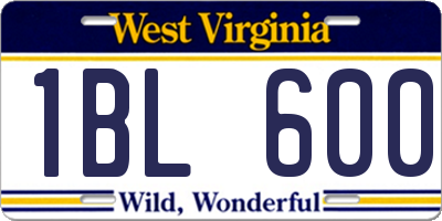 WV license plate 1BL600