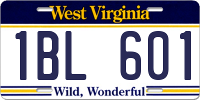 WV license plate 1BL601