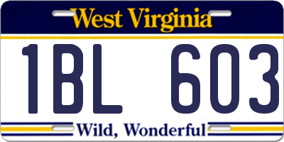 WV license plate 1BL603