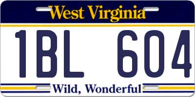 WV license plate 1BL604