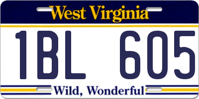 WV license plate 1BL605