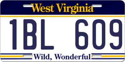 WV license plate 1BL609