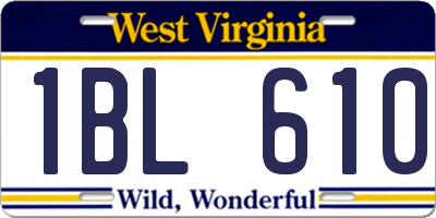 WV license plate 1BL610