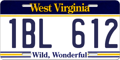 WV license plate 1BL612
