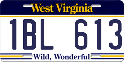 WV license plate 1BL613