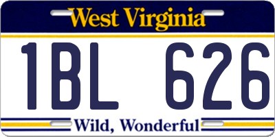 WV license plate 1BL626