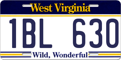WV license plate 1BL630